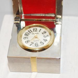 Photo of All Metal Cubed & Hinged Box with "Xanadu" Quartz Clock 1¾" x 1¾" x 1½" H