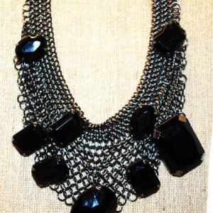Photo of Showy Black Faceted Acrylics Necklace 16" L