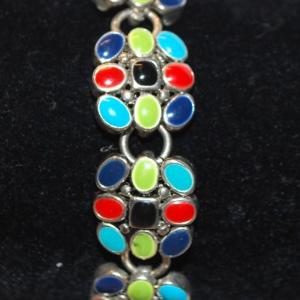 Photo of 9 Clusters Each with 9 Multicolor Stones Bracelet with Magnetic Clasp 7½" Full 