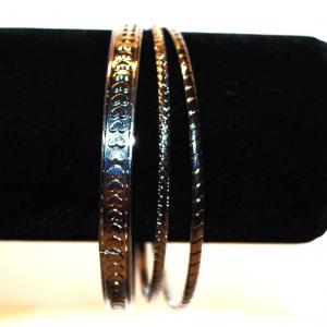Photo of 3 Sparkly Silver Tone & Black Bracelets 3" Diameter