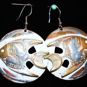 Photo of Interesting Styled Round Angelfish Earrings Set 1¾" Diam.