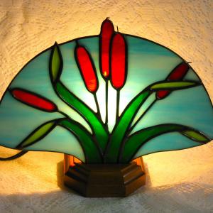Photo of Cat Tail Stained Glass Lamp