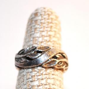Photo of Size 6½ Silver-Tone Rough Cut-In Leaf Design Ring (6.1g)