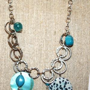 Photo of Spotted and Blue Discs & More Circles Necklace 18" L