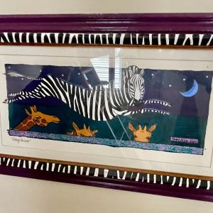 Photo of Zebra "Taking the Leap" Framed Painting