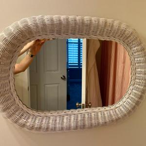 Photo of White Wicker Mirror