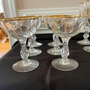 Photo of Tiffin Palais Versailles Gold Rimmed Champagne / Sherbet Glasses