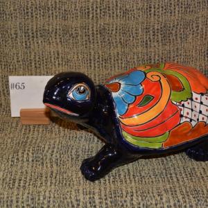 Photo of Colorfully Glazed Ceramic Tortoise, Mexico 11.5"x8"x6"