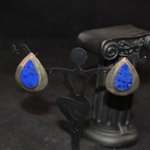 Photo of 925 Sterling Teardrop Earrings with Lapis Lazuli 7.6g