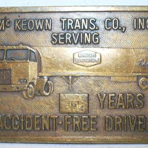 Photo of "McKeown Trans. Co,. Inc. 6 Years Accident-Free Driver" Belt Buckle 3 ½" x 2 ¼