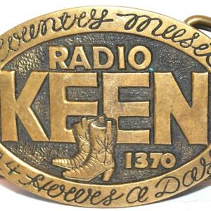 Photo of "Keen Radio 1370 Country Music 24 Hours a Day" Belt Buckle Oval 3 ¼" x 2 ½"