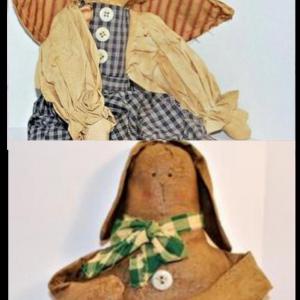 Photo of 2 Dolls - Vintage "Lumpy" Doll 12" H & Soft Face Eclectic "Angel" Doll
