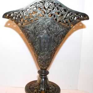 Photo of Victorian Fan Shaped Vase Silver Plate Ornate - Solid Filigree Fan Shaped Flower