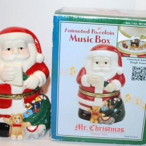 Photo of "Mr. Christmas" Animated Porcelain Music Box - Plays "Jingle Bells" 8" H