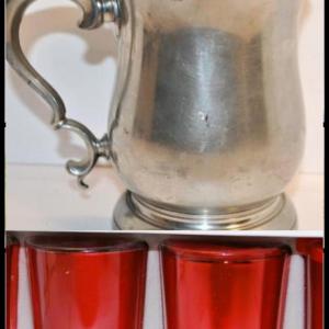 Photo of Williamsburg Stieff Pewter Mug 5" H x # 3 ½" Circ. #CW155-13 & All Occasion Red