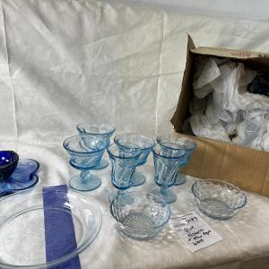 Photo of Set Of 17 Fostoria Blue Glass