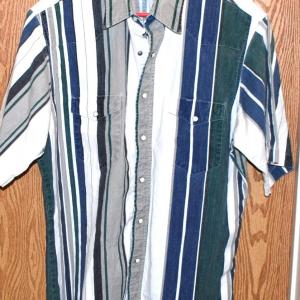 Photo of "Wrangler-Western Shirts" Brand - Blue Stripe Shirt with Pearl Style Snaps Size: