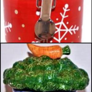 Photo of Holiday Ceramic Locked Cannister 5½" H x 4¼" Diam. & "Fitz+ Floyd" Carrot Top 