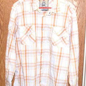 Photo of "Supply Company USA" Brand Western Style Orange Stripe Shirt with Pearl Style Sn