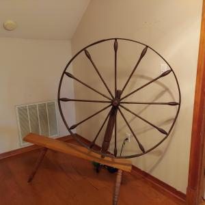 Photo of Antique Wooden Spinning Wheel