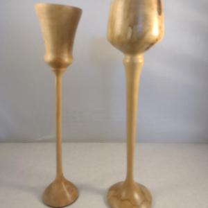 Photo of Set of Two Hand Crafted Turned Wood English Spalted Beech Goblets