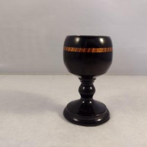 Photo of Hand Crafted Turned Wood African Ebony Goblet with Intricate Inlay