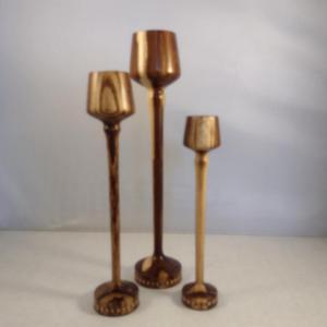 Photo of Trilogy of Graduated Hand Crafted Turned Wood English Laburnum Goblets with Intr