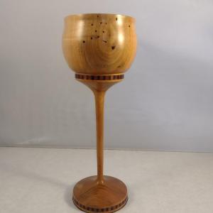 Photo of Hand Crafted Turned Wood English Beech Goblet with Intricate Inlay