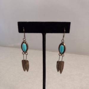 Photo of Sterling Silver and Turquoise Earrings- Approx 6.9 Grams Total Weight (#24)