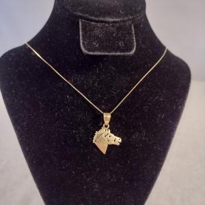 Photo of 14kt Yellow Gold Necklace with Horse Head Pendant- Approx 3.8 Grams (#27)