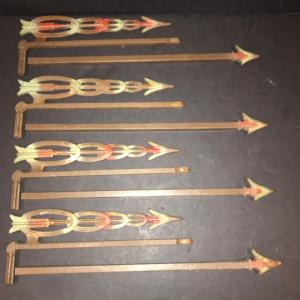 Photo of Antique Swing Arm Curtain Rod Brackets Painted Arrows ~ Native American ~ Wester