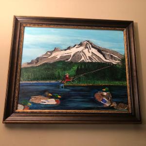 Photo of LOT 320L: Signed N T Sleter Fly Fishing Painting