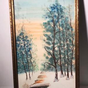 Photo of LOT 323L: Wintry Landscape Painting Signed MBC