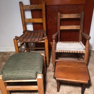 Photo of LOT 310U: Vintage Children's Chair, Rocker & Stools