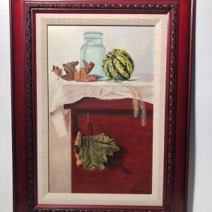 Photo of LOT 322L: Signed 2003 Carol L Conngo "Summer's End" Still Life Oil Painting on P