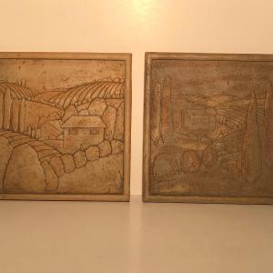 Photo of LOT 332L: Carved Tile Relief Wall Decor - Hill Side & Insects
