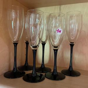 Photo of Set of Six Black Stem Champagne Glasses