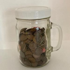 Photo of LOT 234: Jar with Wheat Pennies and More