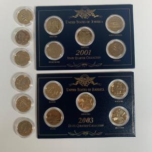 Photo of LOT 271: Gold-Plated 2001 & 2003 State Quater Proof Sets: 6 individual Gold-Plat