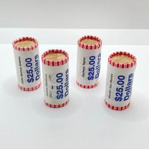 Photo of LOT 239: Four Unopened Rolls of Presidential $1 Coins - (25 Coins Per Roll) John