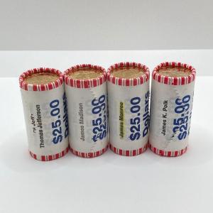 Photo of LOT 238: Four Unopened Rolls of Presidential $1 Coins - (25 Coins Per Roll) Thom