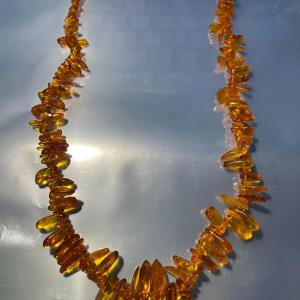 Photo of Vintage Baltic Honey Amber Graduated Polished Chip Bead Necklace 24" Long No Cla