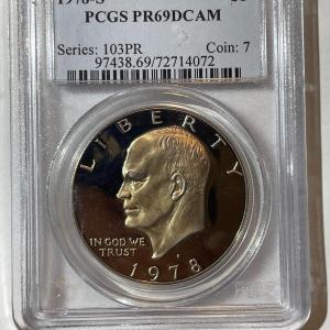 Photo of PCGS CERTIFIED 1978-S PROOF69 DEEP CAMEO CLAD EISENHOWER DOLLAR AS PICTURED.