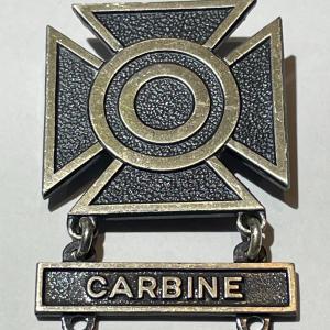 Photo of Vintage WWII Sterling Silver U.S. Military Maltese Cross Carbine Medal Pin Award