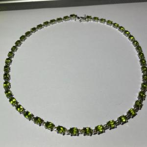 Photo of Stunning Sterling Silver .925 Peridot All-Around Stine Necklace 17.5" Long 34.8 