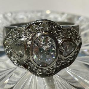 Photo of Vintage Estate Sterling Silver .925 CZ Cigar Band Ring Size 8.25 in Good Preowne