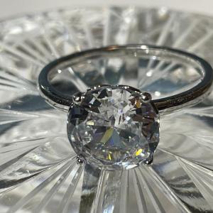 Photo of Vintage Estate .925 Sterling Silver Size 9 CZ Engagement Ring in VG Preowned Con