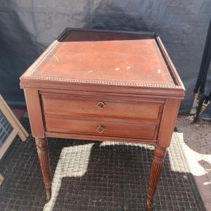 Photo of LEATHER TOP END TABLE WITH DRAWER