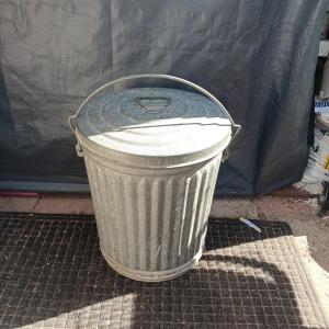 Photo of GALVANIZED WHEELING 10 GALLON ASH/TRASH CAN FROM 1948