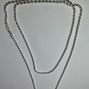Photo of Vintage Estate Milor .925 Sterling Silver Puffed Bead 35" Long Necklace in Good 